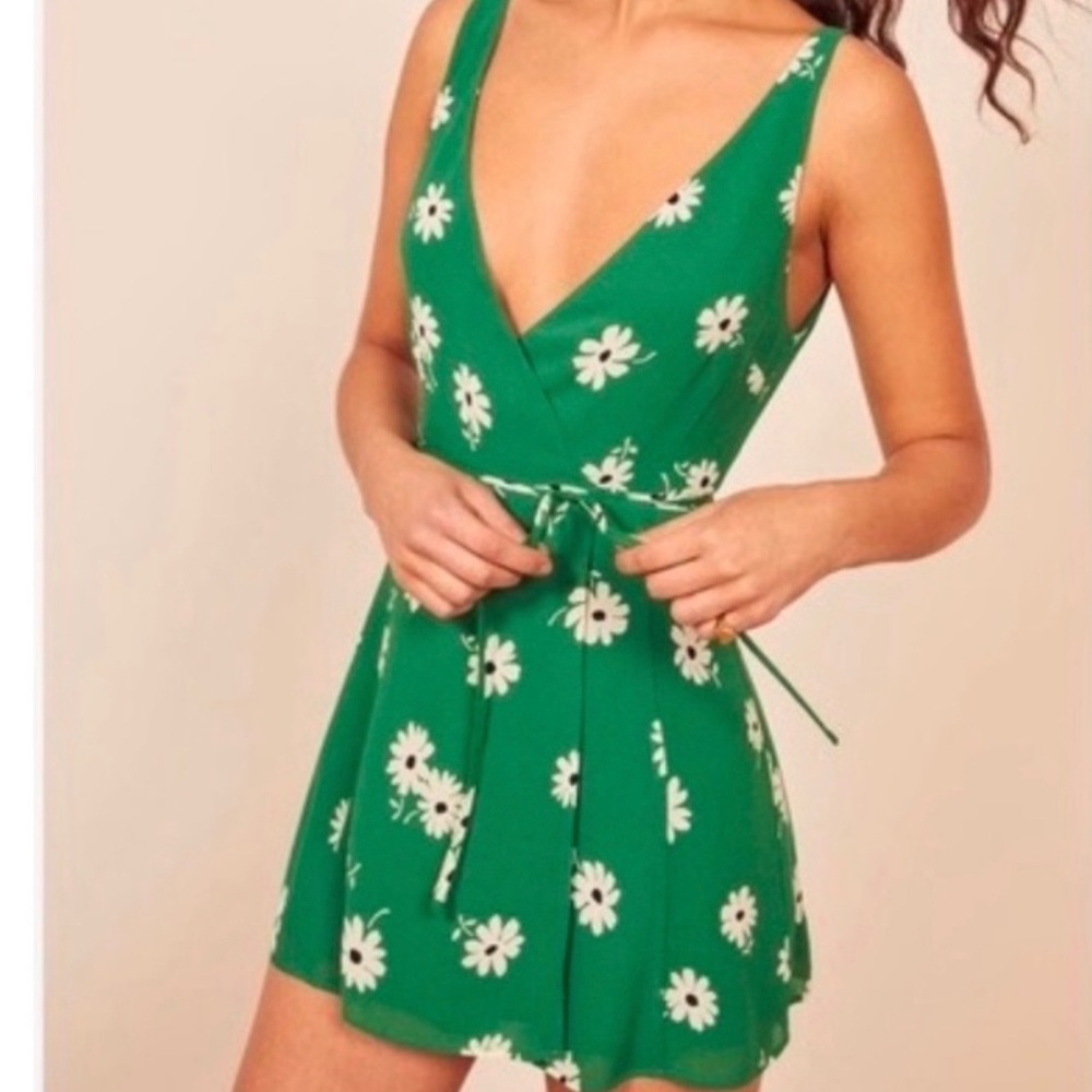 Reformation Anchorage Green wrap dress